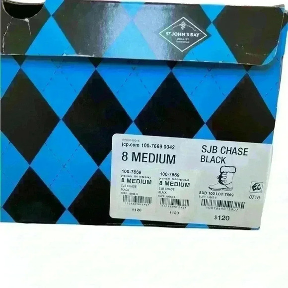 St John’s Bay Chase Shoes Size 8 Black Winter Lace Up Faux Fur Boots - Picture 8 of 8